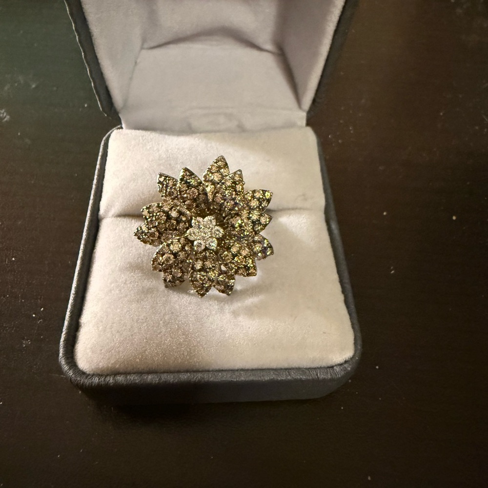 Chocolate Diamond Floral Statement Ring